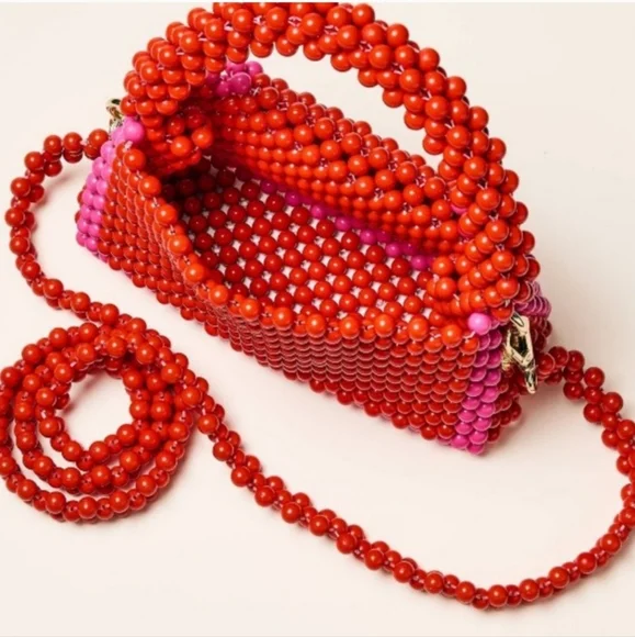 KATE SPADE Beaded Crossbody With Red and Pink Colorblock NWT - Picture 2 of 5